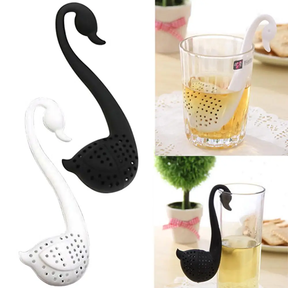 Kitchen Accessories Durable Filter Safe Strainer Tool Tea Infuser Diffuser Silicone Food-grade Swan Hangs Separator Teaware Tool