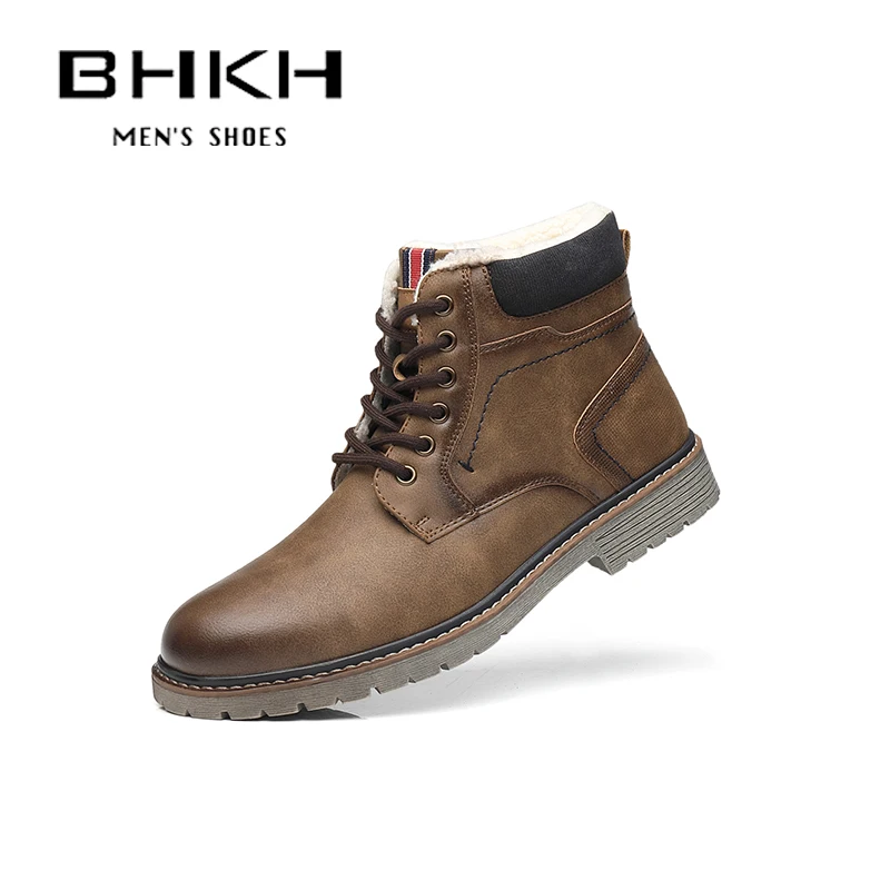 BHKH Retro Style Ankle Boots 2024 Winter Men Shoes Lightweight Lace-up Ankle Boots Casual Formal Footwear Brand Man Shoes