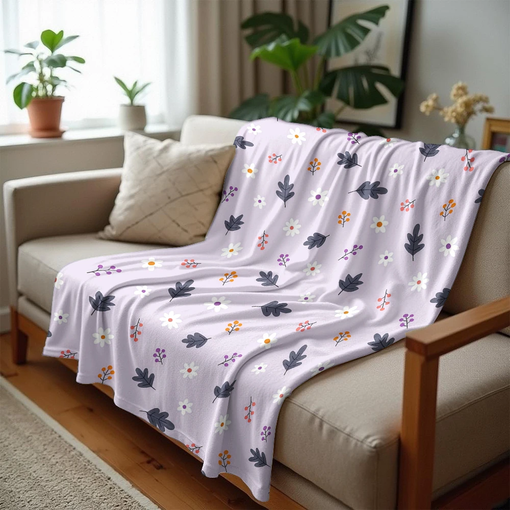 Lilac Floral Lightweight Microfiber Soft Christmas Fleece Blanket Warm Cozy Throw for Bed Sofa Office Travel All Season