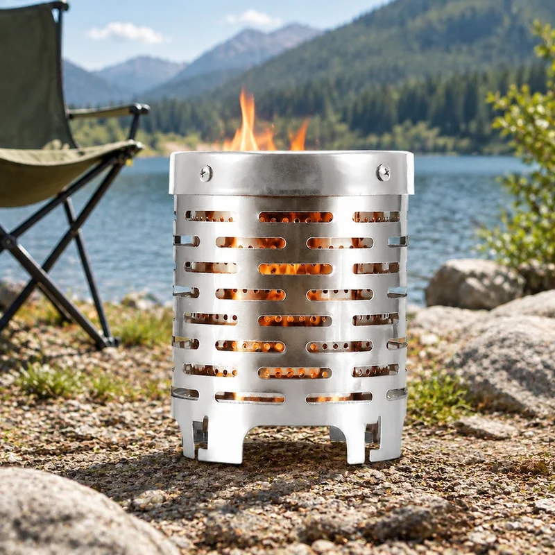 Compact Outdoor Mini Gas Stove with Stainless Steel Body and Heat-Resistant Cover for Portable Heating
