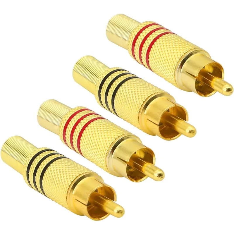 

LEADER SOLAR 200 Pcs Gold Plated RCA Plug Audio Male Connector W Metal Spring 100pcs Black + 100pcs Red Mainland China