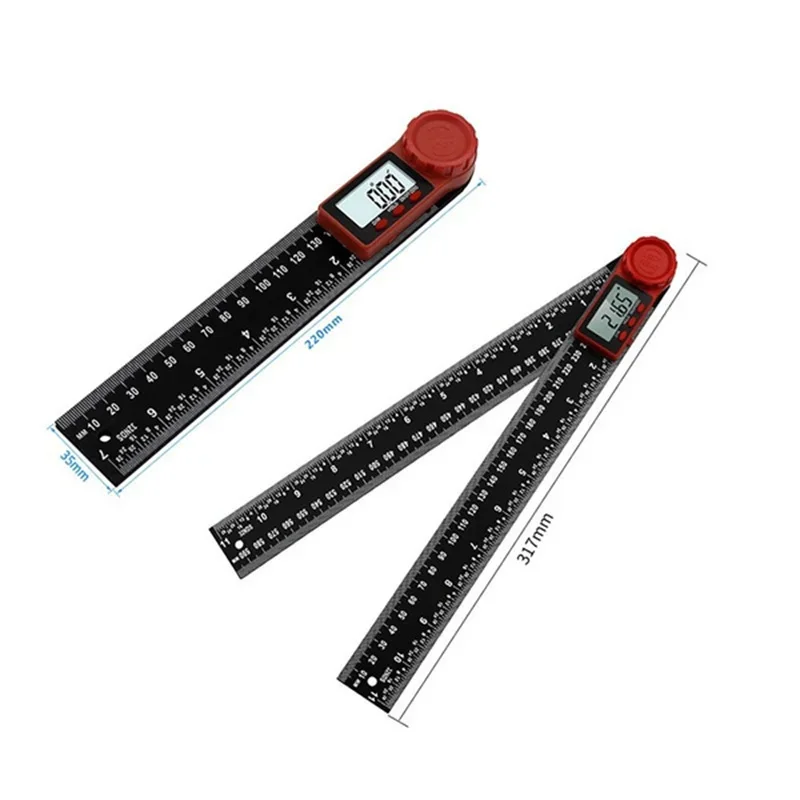 2 in 1 Angle Measurement Tool Digital Protractor Multifunctional 360 Degrees Inch Metric Scale Rulers for Woodworking DIY Tool