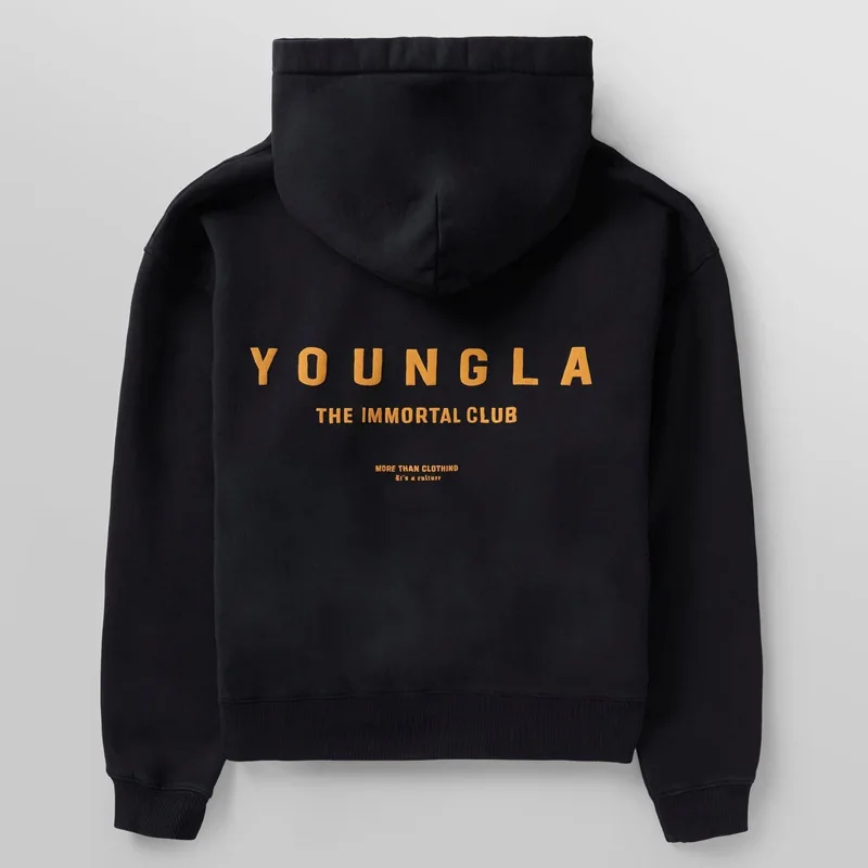 2024 new youngla men's oversized hoodie double-layer composite fabric printed jacket sports fitness sweatshirt