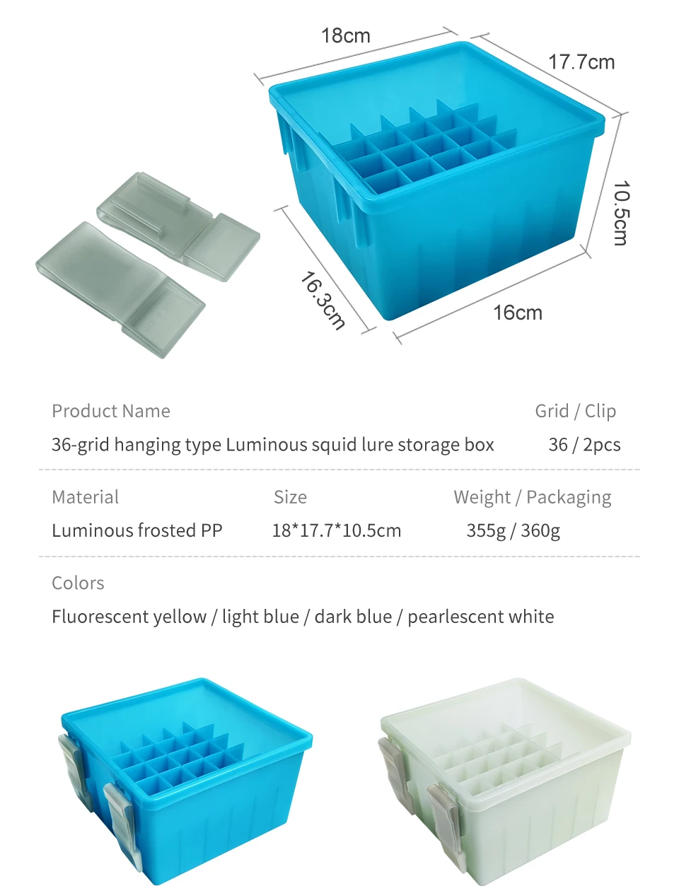 Leuchtende Angeln Lagerung Boxen Tintenfisch Jig Harten Köder Container Egi Box Kunststoff Organizer Locken Werkzeug Lagerung Fall Angelgerät – Detail 7