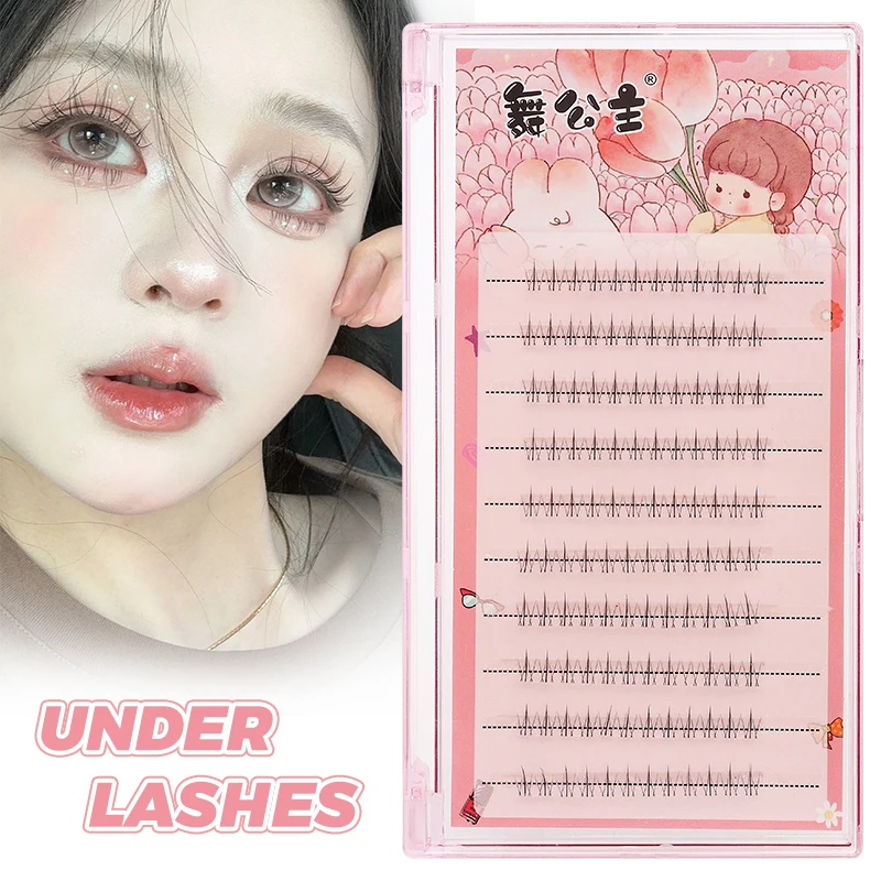 10 rows Lower Lashes Soft Natural Cluster Under Eyelashes Handmade Premade Natural Fans Eyelash Extension Bottom False Eyelashes