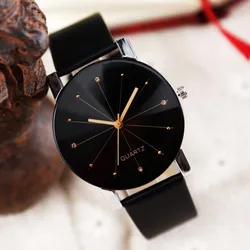 Fashion Men Women Couple Watches Leather Strap Line Analog Quartz Wrist Watches Fashion Ladies Watch Vintage Relogio Feminino