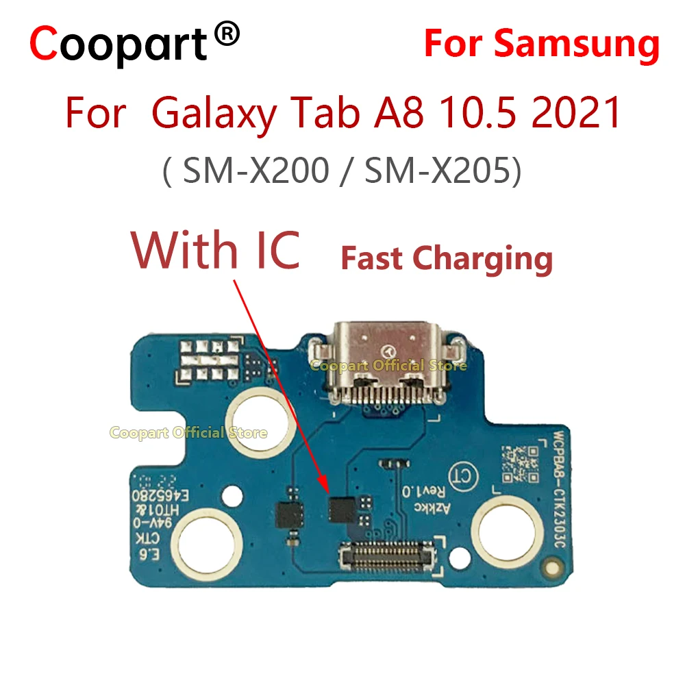 Coopart USB Charge Port Jack Dock Connector Charging Board Flex Cable For Samsung Galaxy Tab A8 10.5 inch 2021 SM-X200 SM-X205