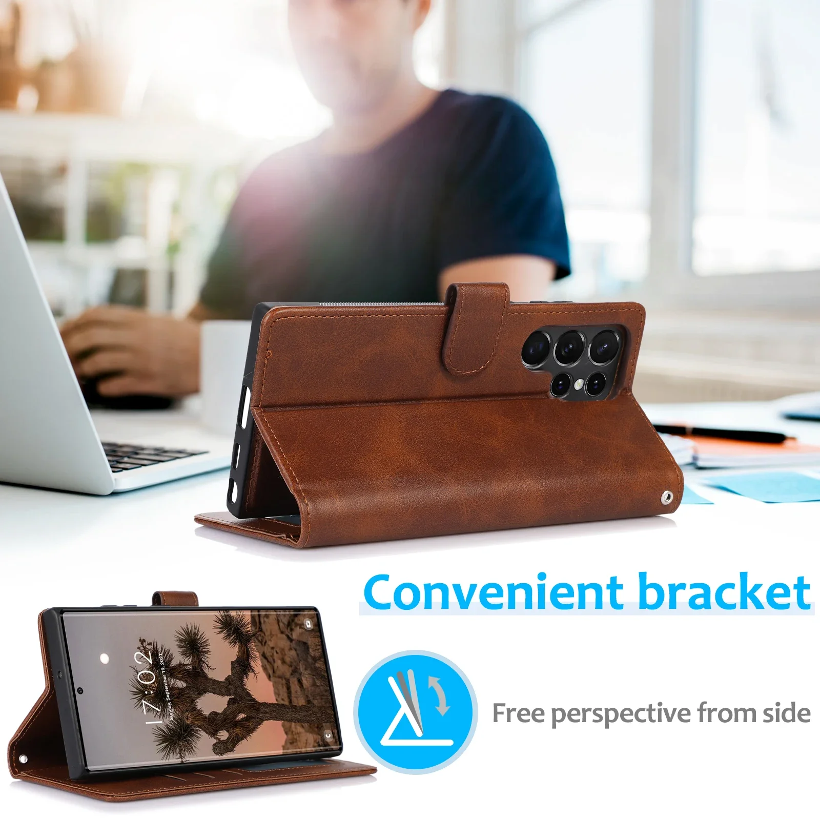 2 في 1 محفظة جلدية قابلة للفصل فتحة للبطاقات حافظة مغناطيسية لهاتف سامسونج جالاكسي S25 Ultra S25FE S23 S24 A16 A52 A15 A55