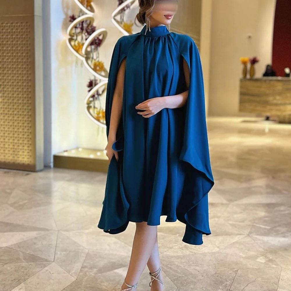 

Customized Jersey A-Line High Collar Tassel Evening Dress Ankle Length Sleeveless Zipper Back Solid Color Vestidos de fiesta