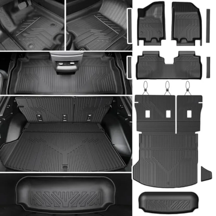 

Floor Mats Cargo Mat with Backrest Mat for 2024-2026 Chevy Equinox EV Door Sill Guards Trunk Lower Mat All Weather TPE Trunk Ca