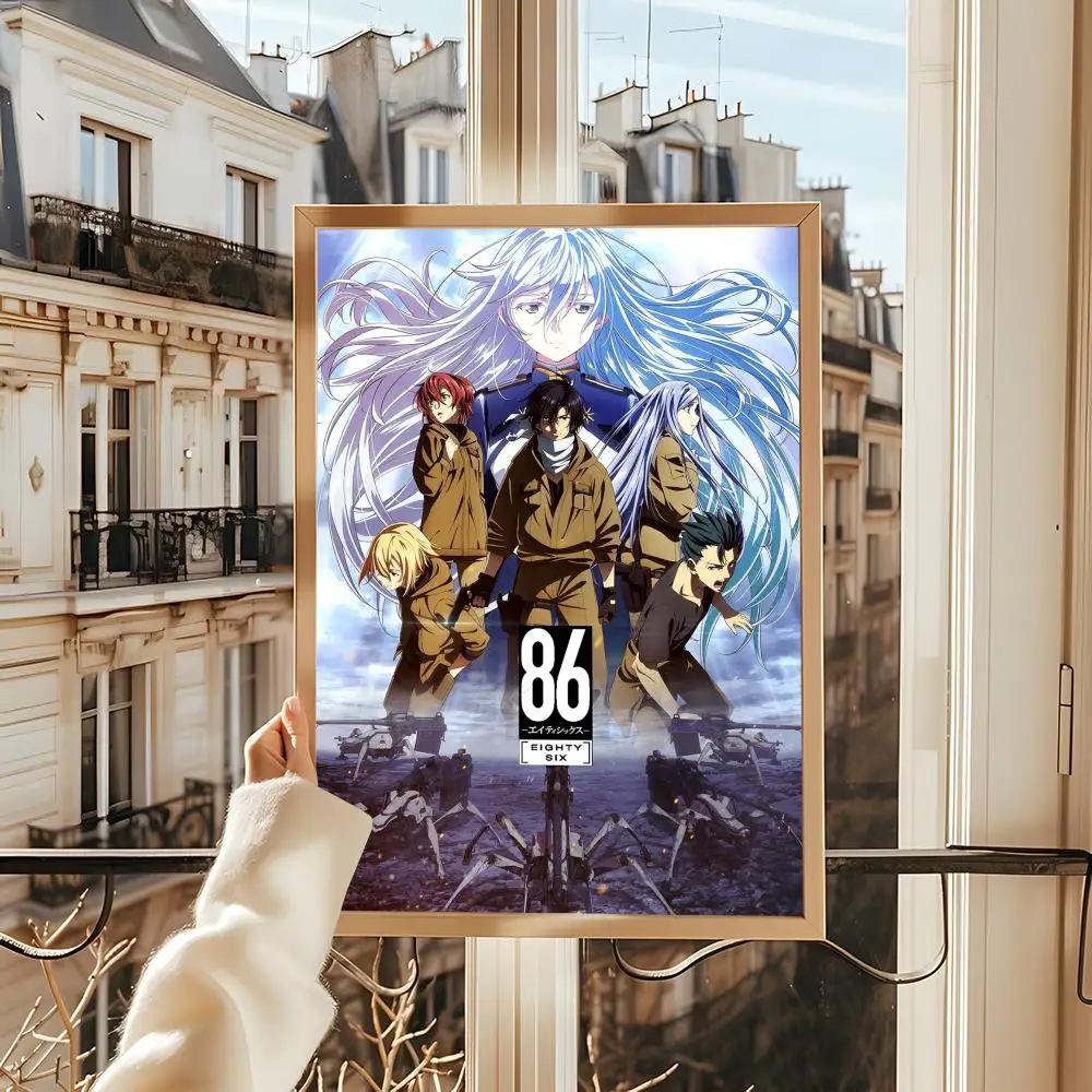 أنيمي 86 E_Eighty ستة اللوحة الخط الكتان قماش المشارك جدار يطبع لغرفة المعيشة غرفة نوم مكتب ديكور المنزل #4