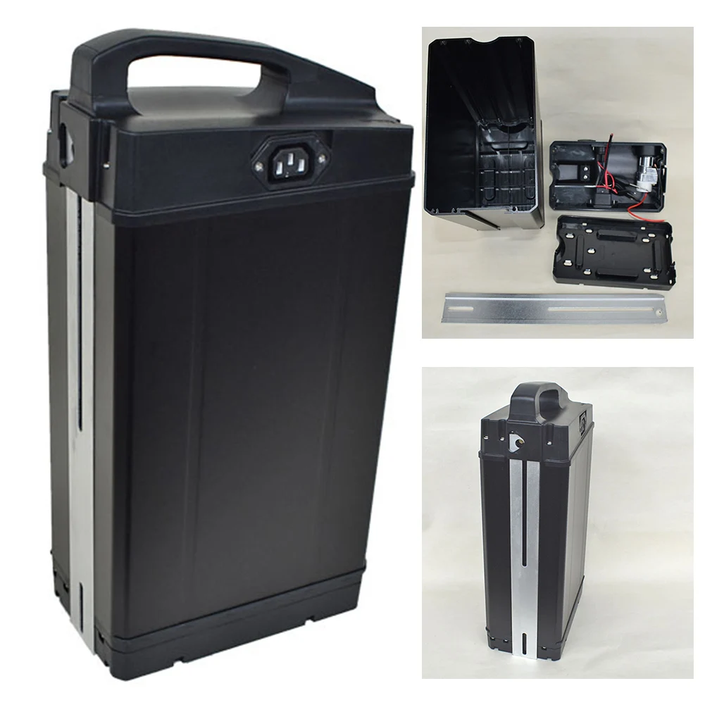 Bike Battery Container Aluminum Alloy Case For Electric Bicycles Color: Black External Size 380*185*110mm For E-Bikes