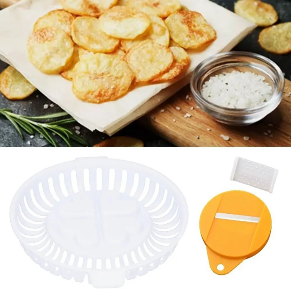 PP Microwave Chip Maker 3-in-1 Thickness Guide Chip Crisper Fat Free Cooking No Oil Needed Potato Chip Baking Tray
