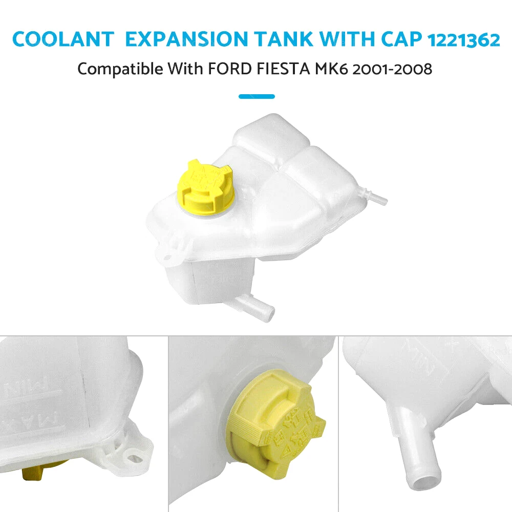 

1pc Car Coolant Expansion Header Tank Bottle With Cap For Ford Fiesta Mk6 Petrol 2001-2008 OEM1221362 Car Accessories