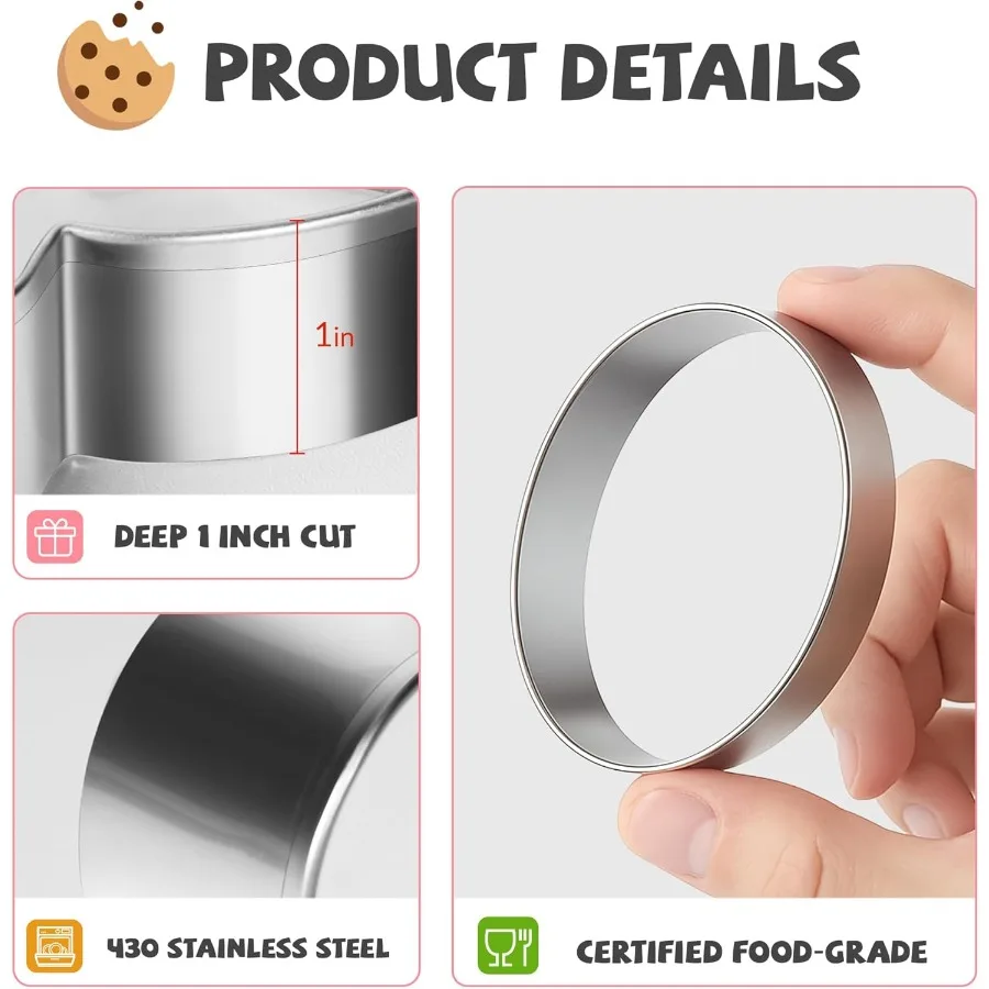 Juego de cortadores de galletas ovalados de 6 uds., suministros para hornear geométricos grandes de acero inoxidable para galletas caseras, cortadores de galletas de placa ovalada Sha