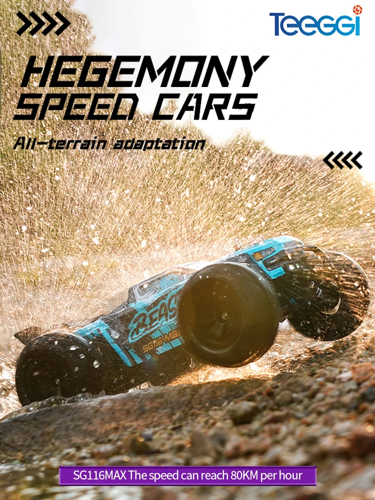 Teeggi SG116 MAX 4WD RC Offroad-Auto 1:16 Hochgeschwindigkeits-Drift-Rennwagen 80KM/H Bürstenloser Motor Monster-Truck Spielzeug für Kinder Geschenk