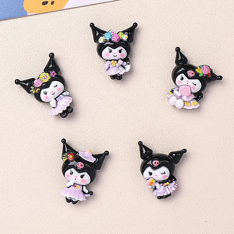 100pcs Cartoon Sanrio Kuromi Melody Flat Back Resin Cabochon Hair Embellishments Ornament DIY Scrapbooking Phone Case Accessory