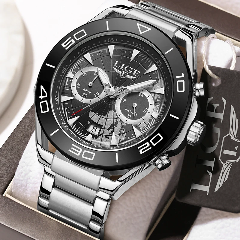 

LIGE Casual Sport Watches for Men Top Brand Luxury MilitaryStainless Steel Wrist Watch Man Clock Fashion Chronograph Wristwatch