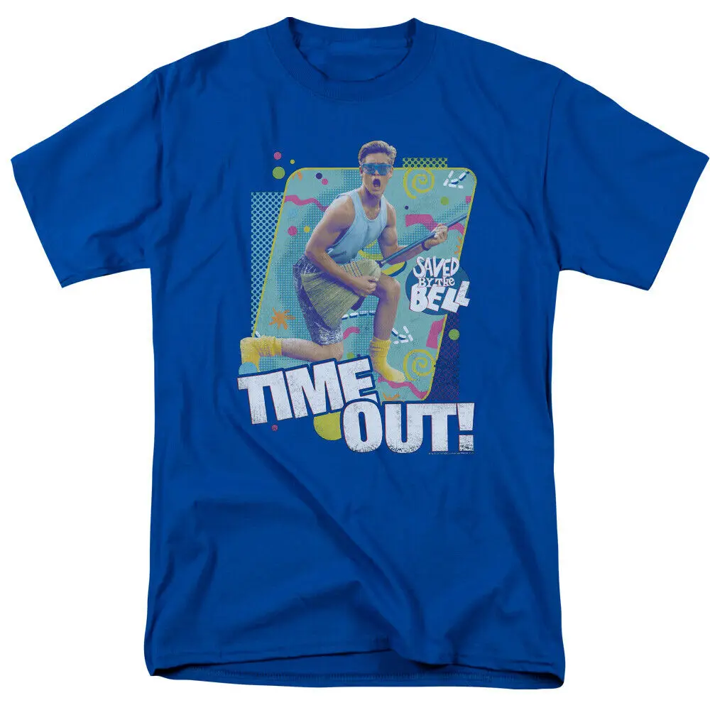 Saved By The Bell Time Out T Shirt Mens Licensed Classic TV Zach Royal Blue