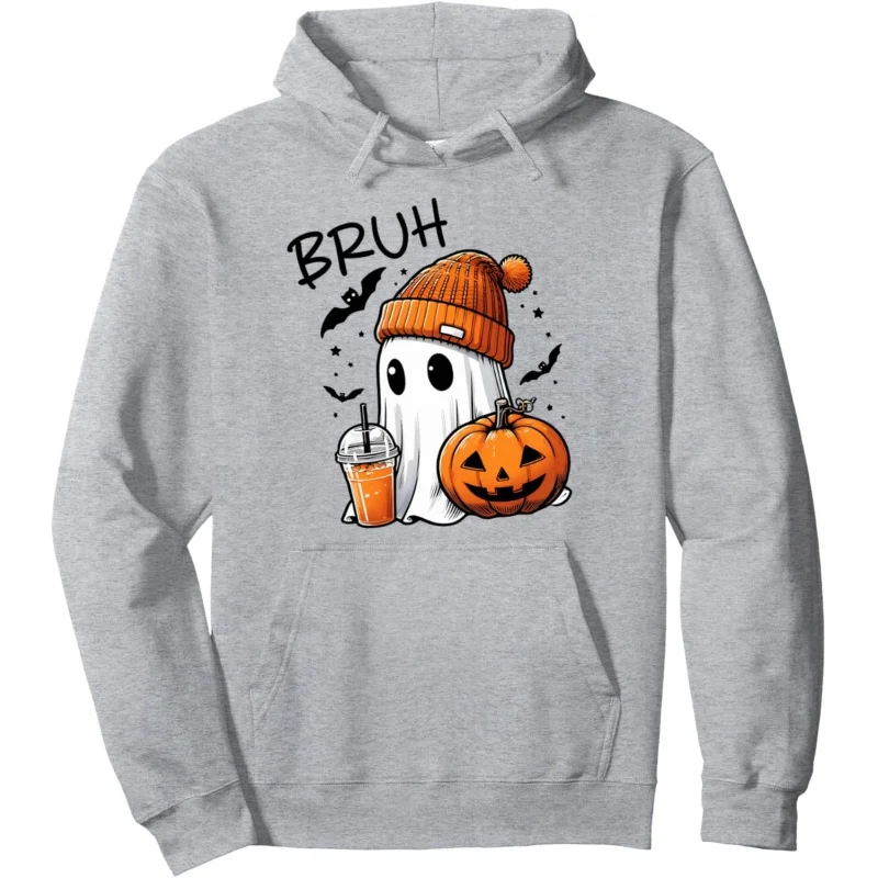 

Halloween T-Shirt Children's Cute Ghost Boo Bruh Pumpkin Spice Hoodie Hoodie Long Sleeve Grey Costume