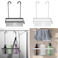 Hanging Bathroom Storage Rack Aluminum Hanging Shower Caddy Organizer No Punching Hollow Hanging Door Shower Caddy for Bathroom