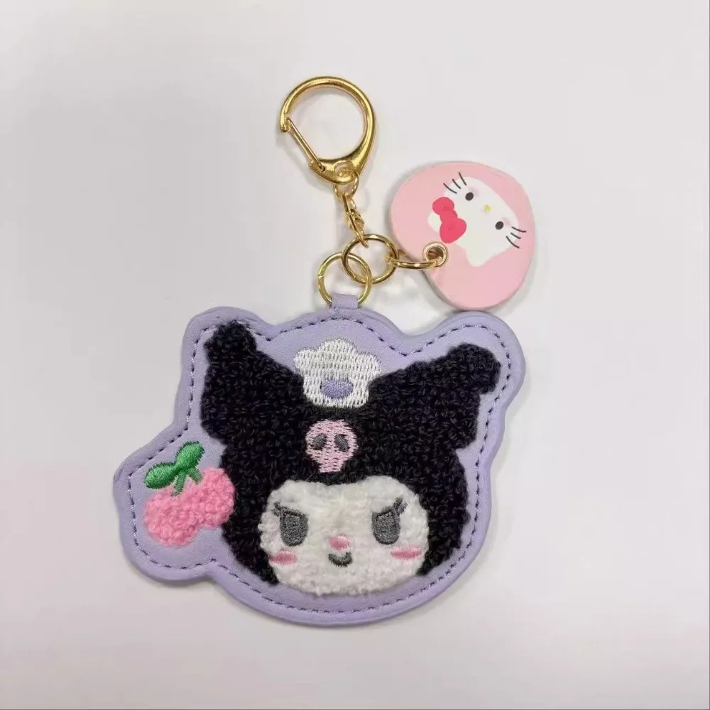 

Kawaii Sanrio Keychain Hello Kitty Kuromi Cute Cartoon Plush Embroidered Key Ring for Bag Pendant Car KeyChain Accessory Gifts