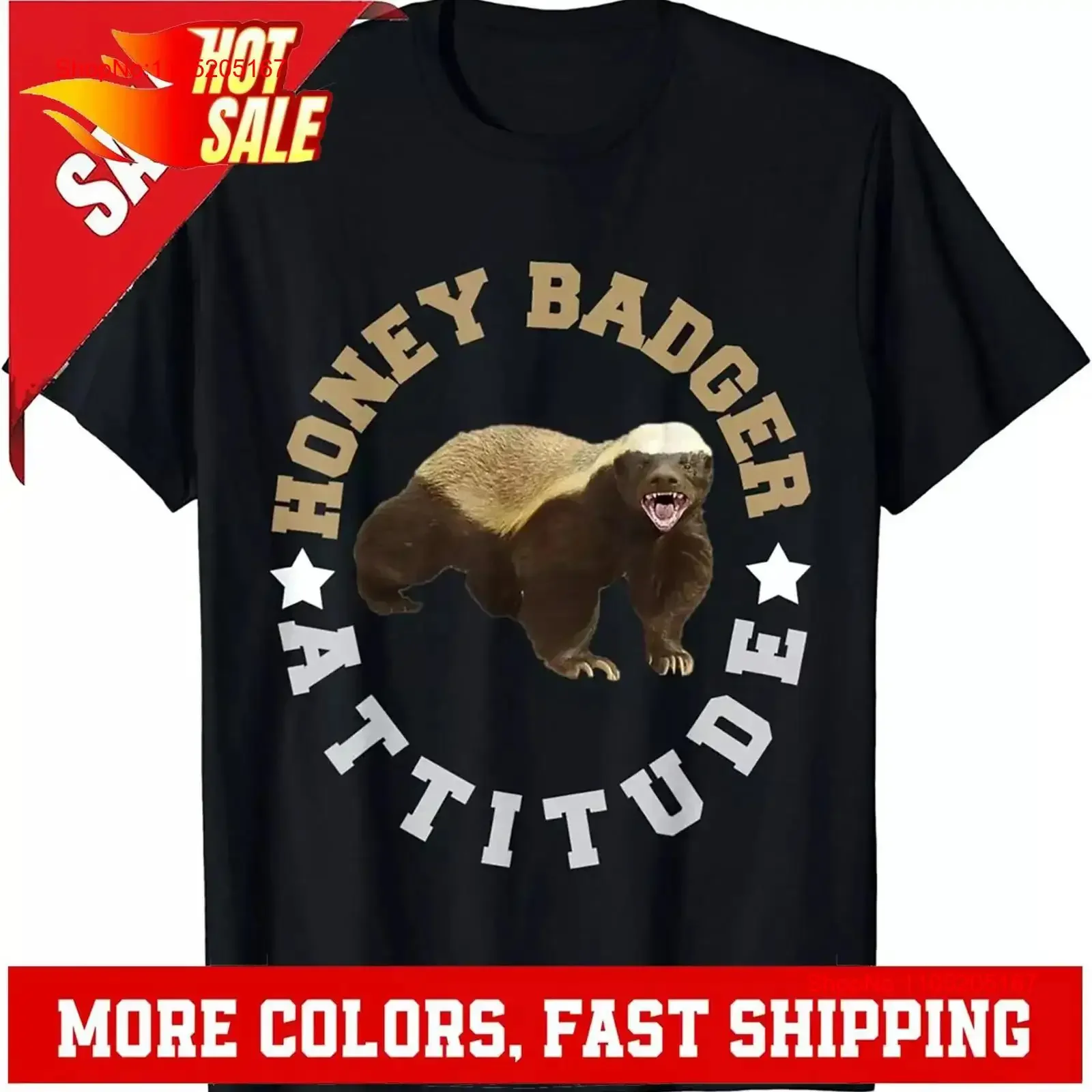 NEW LIMITED Honey Badger Attitude Funny Design Idea Premium T Shirt S 5XL vintage Washed Stretched Comfortable homme Breathable
