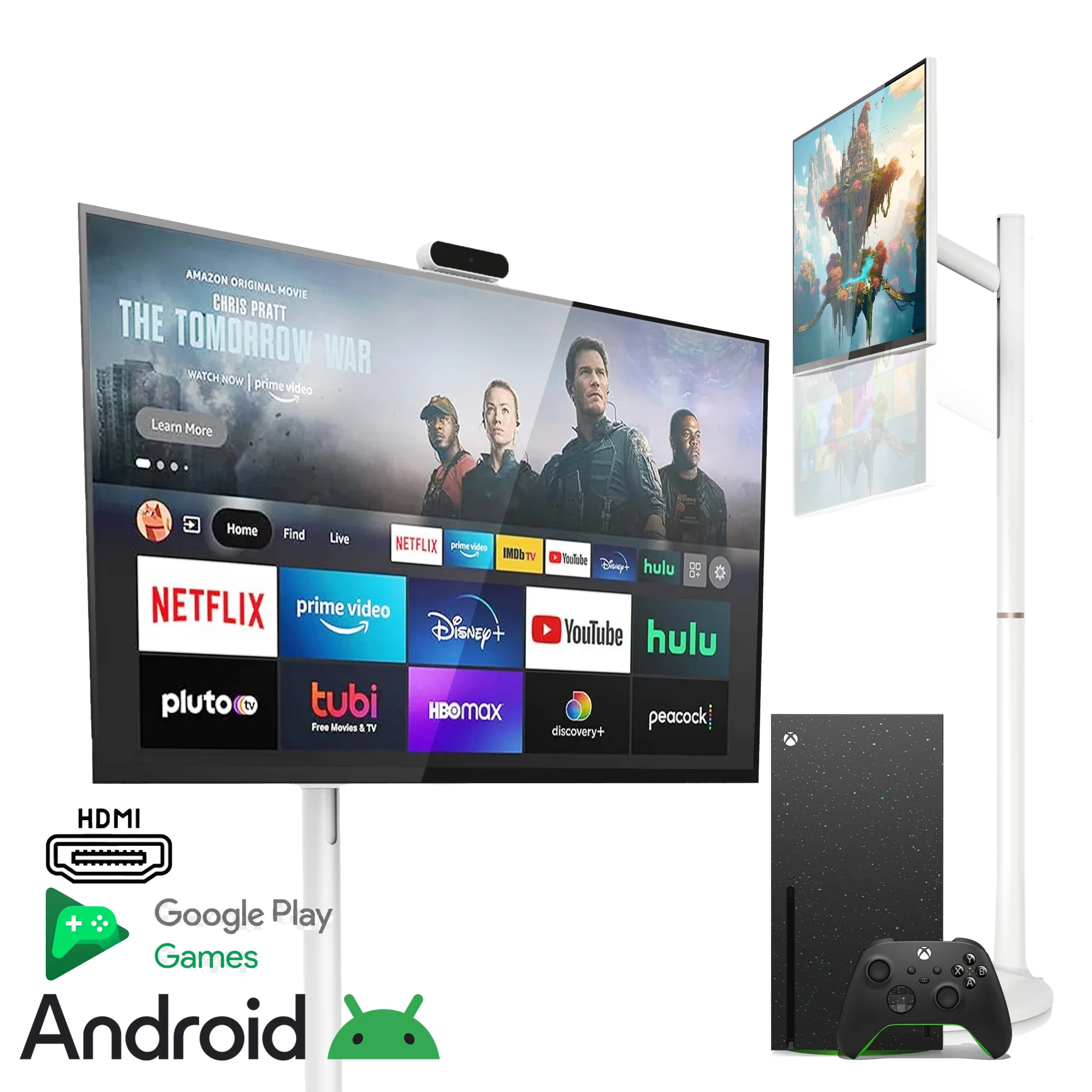 

32-Inch Smart Gaming TV 60 Hz Refresh Rate LED Backlight RGB Lighting White Cabinet HD Definition for Low Latency Dual Speakers