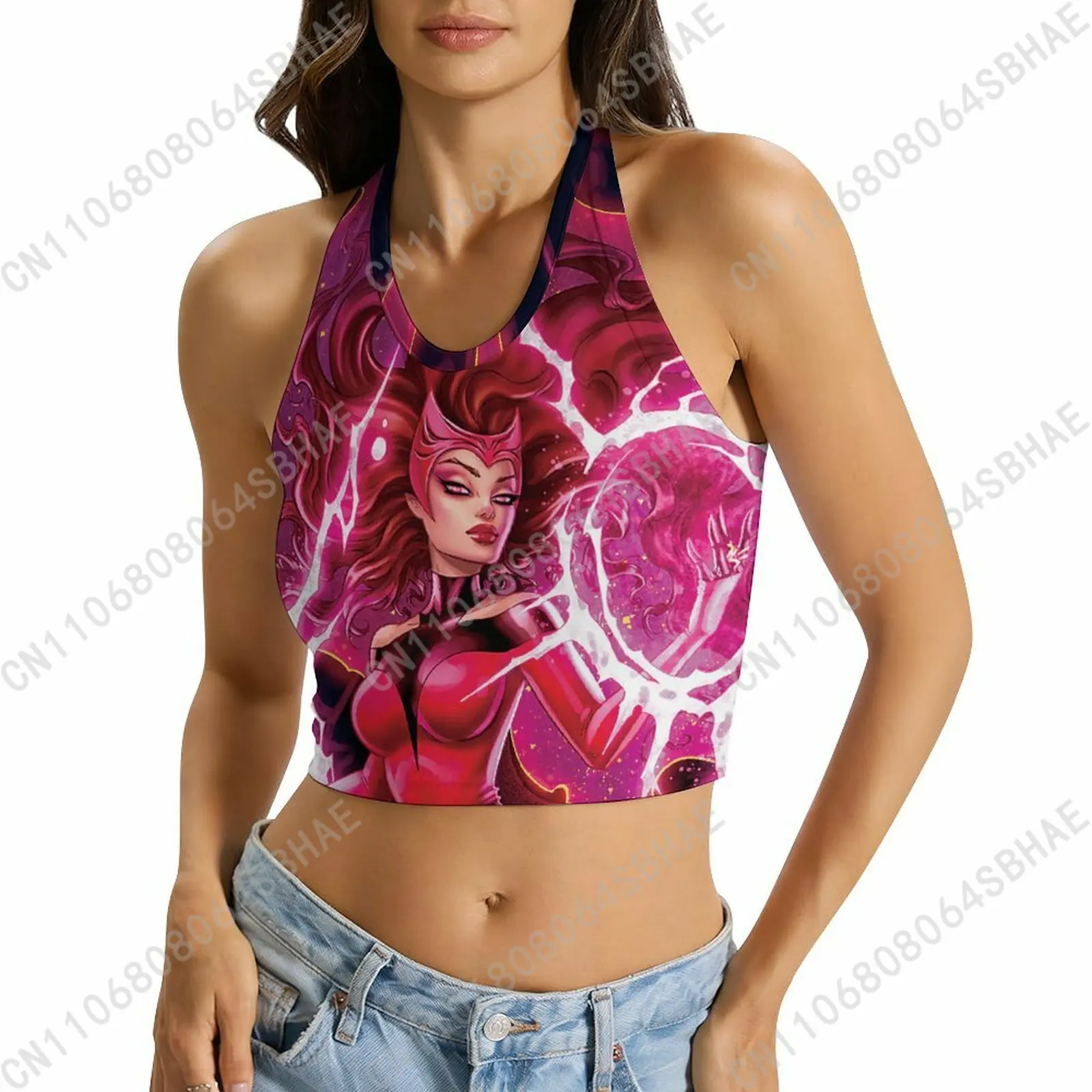 

Marvel Scarlet Witch Custom Photo Women's Halter Top Personalized Picture Tie Back Cami Upload Your Gift Wife Girlfriend Cosplay