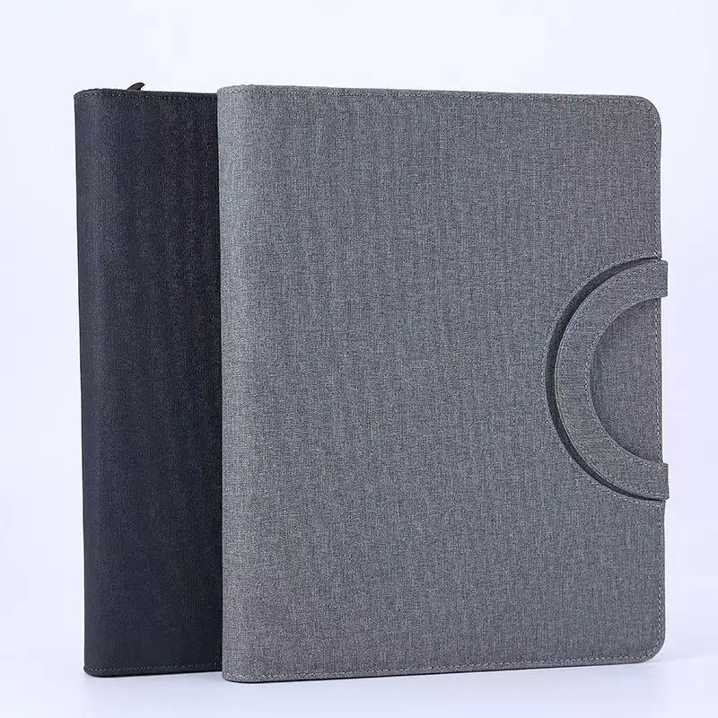 تخصيص A4 الأعمال Padfolio مجلد ملفات محفظة بولي Leather حقيبة جلدية مع آلة حاسبة أجهزة الكمبيوتر المحمولة حامل البطاقة وثيقة المكتب