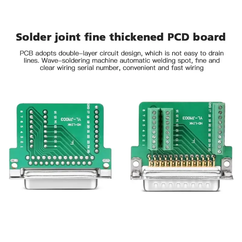 Adaptor Terminal DB25 pria/wanita d-sub 25 Pin konektor Breakout konektor Solder Gratis sinyal Port seri papan Plug DB25