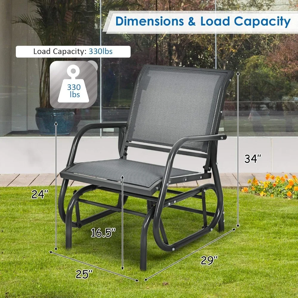 Patio Bench Set of 2, Breathable Mesh Fabric and Sturdy Steel Frame, Load Capacity 330LBS, Outdoor Bench