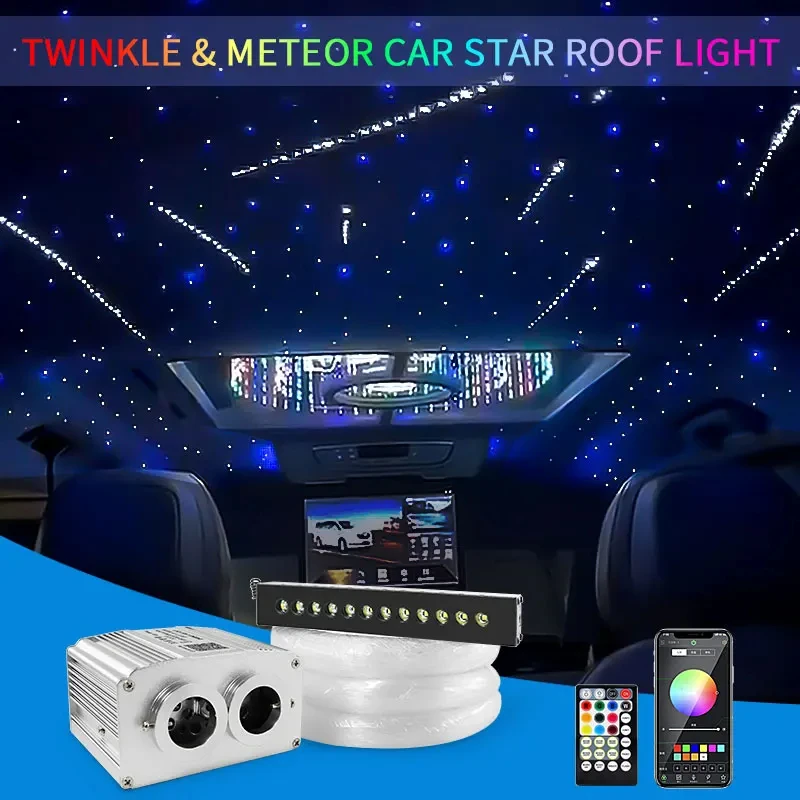 

16w Meteor Twinkle Car Star Roof Light Starry Sky Ceiling Lamp Lights Auto Interior Lights Stars Lamp LED Fiber Optic Lighting