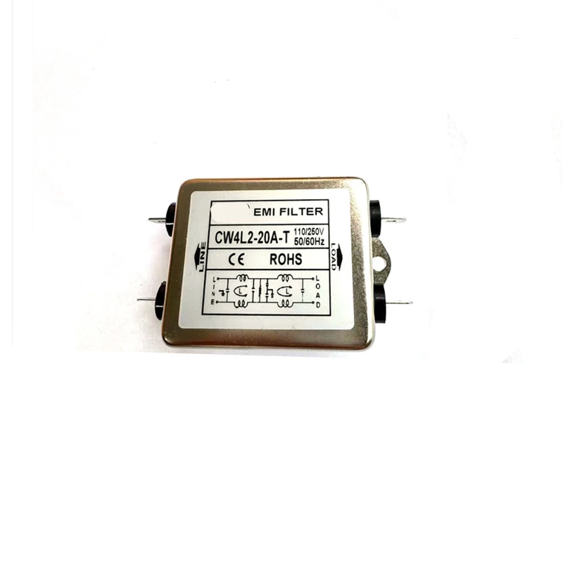 Módulo de filtro de potencia Terminal de filtro de potencia Filtro de cable de alimentación 115V/250V 20A 50/60Hz CW4L2-20A T Terminal de filtro EMI de línea de alimentación ﻿