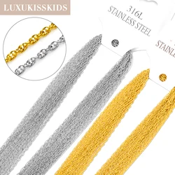 LUXUKISSKIDS 2mm Stainless Steel Chain Necklace 10pcs/lot Fashion Link Chains Wholesale DIY Jewelry Making Surgical Steel 316L