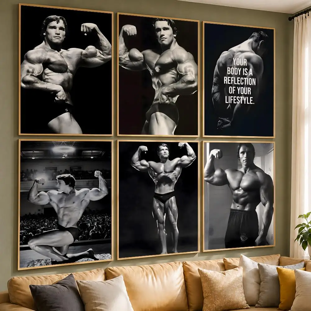 Famous Actor Arnold Schwarzenegger Poster Vintage Retro Anime Poster Stickers Peel and Stick Wall Art Home Decor