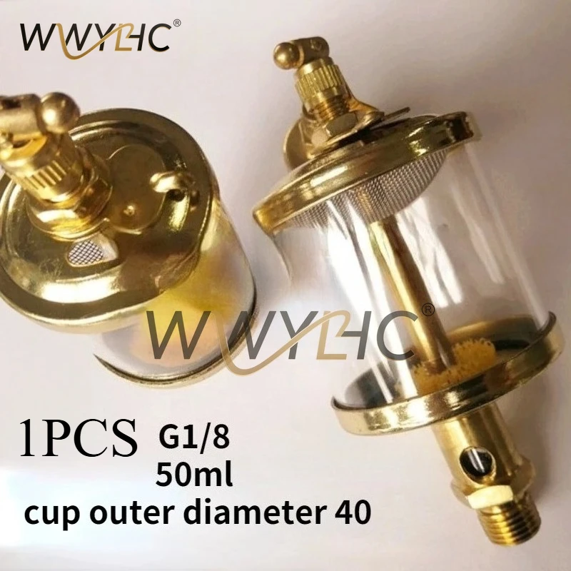 Copper Plating Sight Gravity Drip Feed Oiler Lubricator Needle Valve Oil Filling Cup M10G1/8