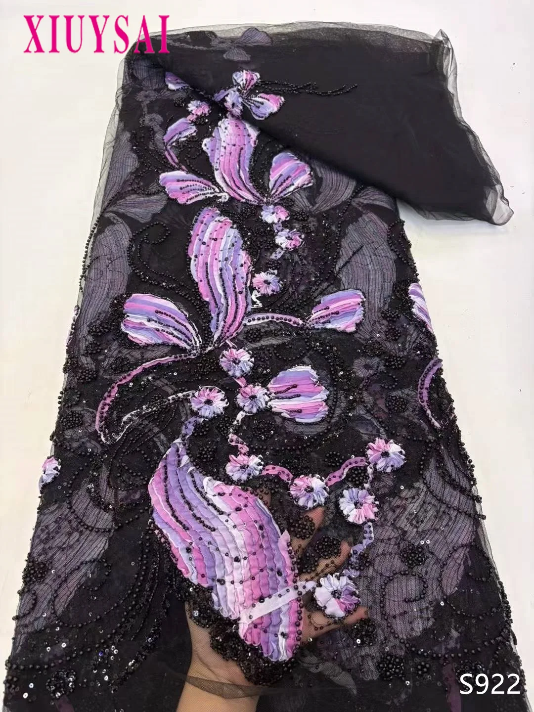 

French Tulle Beads Lace Fabric African Lace Fabric 2025 High Quality Nigerian Embroidery Lace Fabric For Wedding Sewing