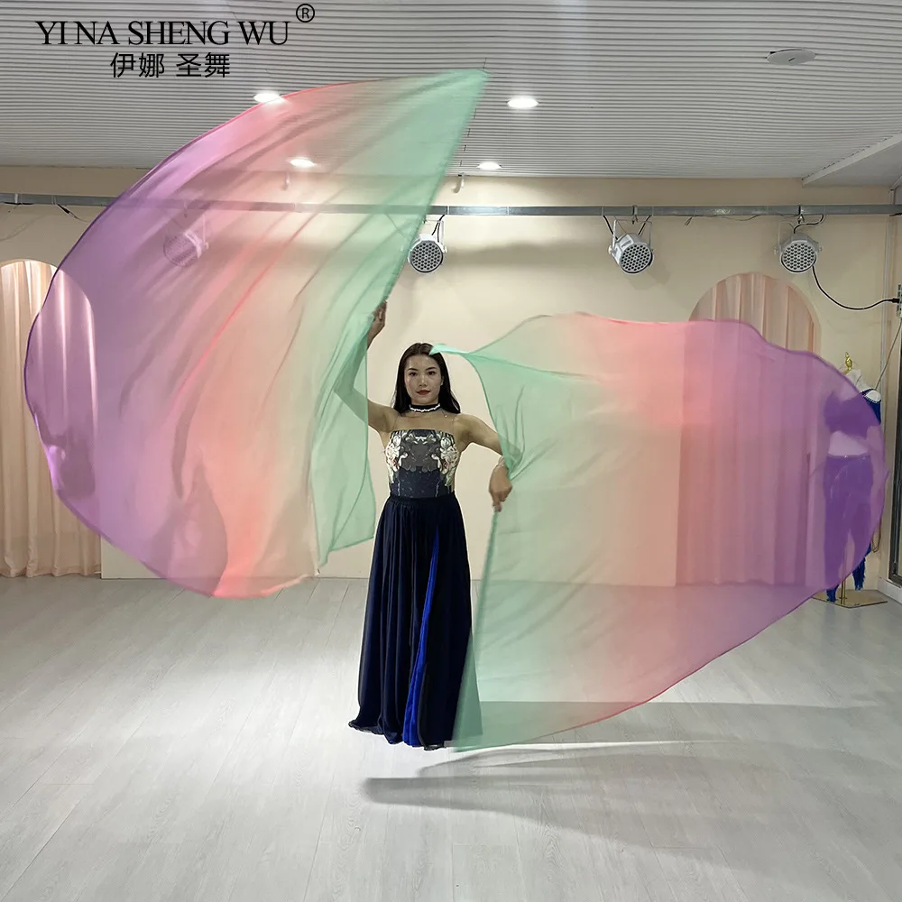 Belly Dance Props 1.9*1.4 Semi-Round Flags Colored Scarves Multi-Color With Telescopic Sticks Stage Performance Accessories New