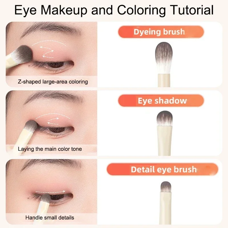 5/6/8/10pcs Natural Eye Makeup Brushes Set Detail Eyeshadow Brush Makeup Brush White Ultra Soft Eyeshadow Eyeliner Makeup Tool