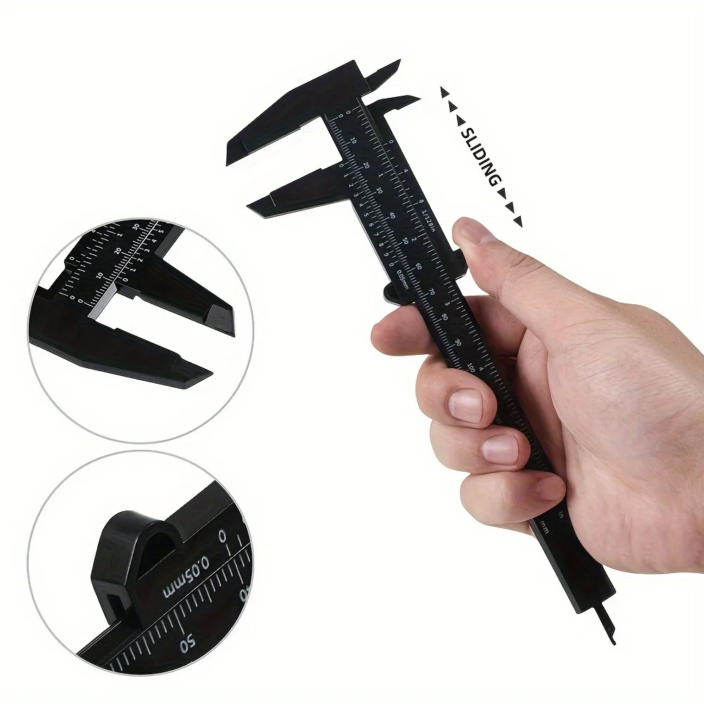 0-150/0-80mm Plastic Vernier Caliper, Mini Double Scale Ruler Gauge for Inside, Depth & Diameter Measurement