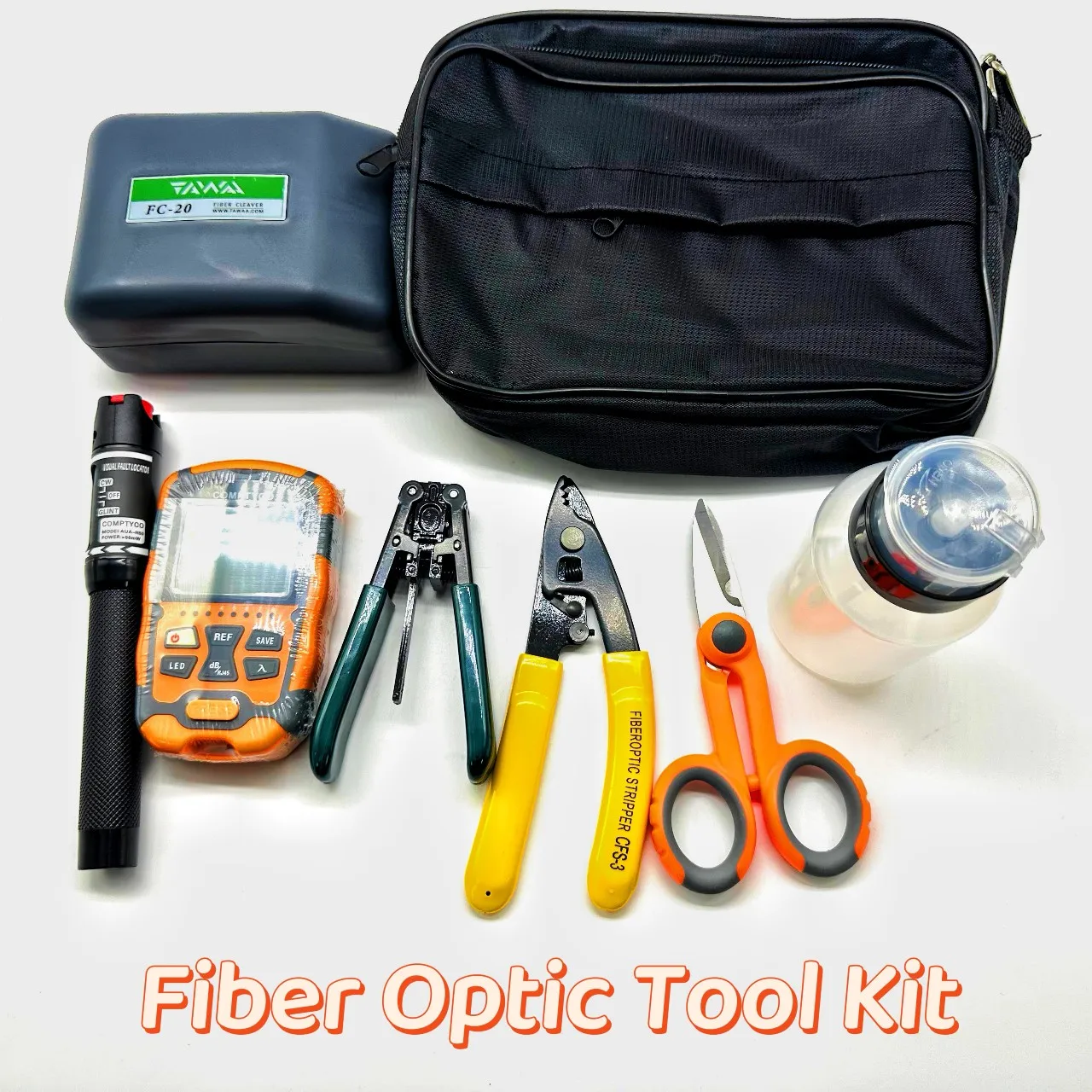 fiber-optic-cold-splice-tool-kit-with-mini-power-meter-vfl-with-or-without-cleaver-fiber-optic-tool-kit-free-freight-ftth-tools