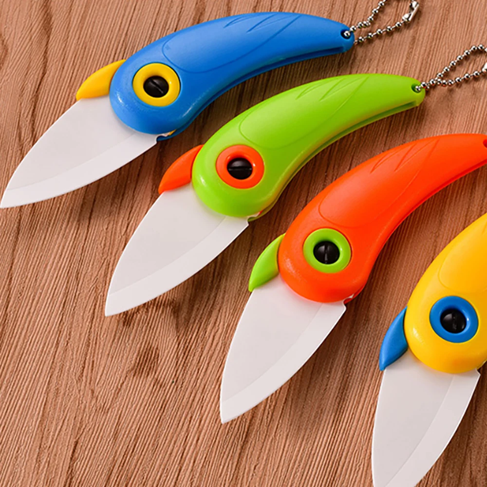 1PC Portable Folding Ceramic Knife Household Mini Sharp Bird shaped Fruit and Melon Knife Folding Knife