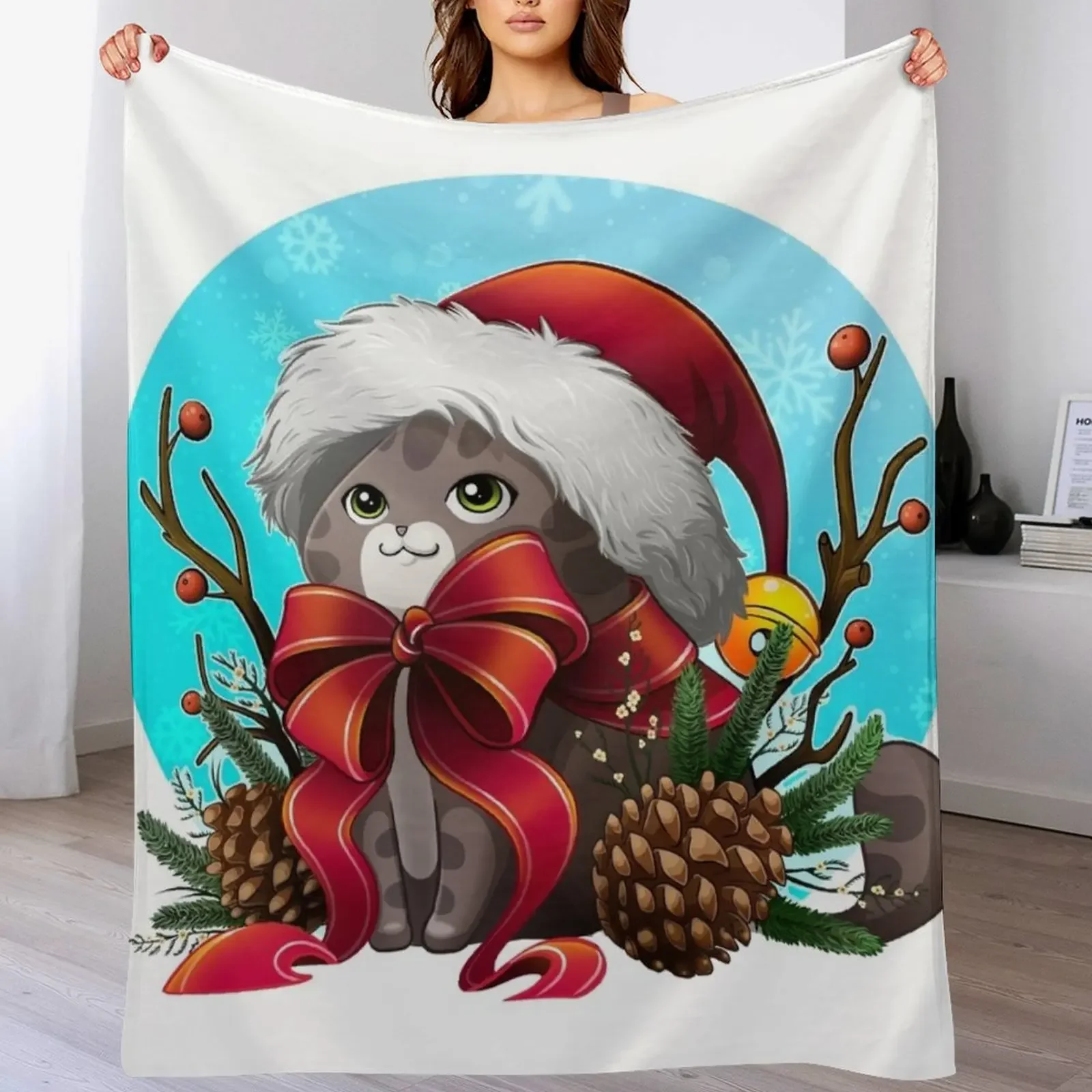 

Christmas & Pou Throw Blanket Decorative Soft Throw Blanket for Couch Sofa