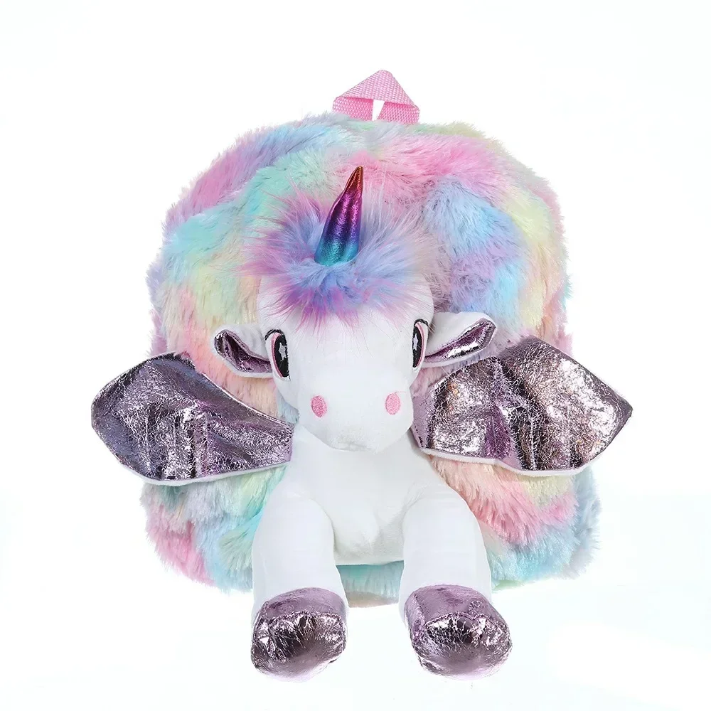 Toddler Kids Winter 3D Plush Unicorn Backpack Little Girls and Boys Kindergarten Shoulders Bags Baby Mochilas Kids Backpack