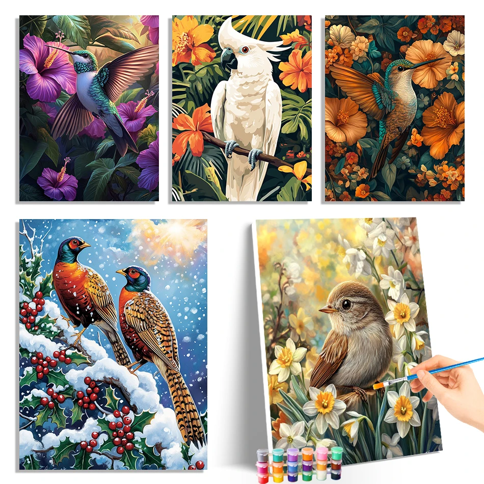 

GATYZTORY Paint By Number Adult Kit Flower Plants Birds Color Markers Arts Crafts Kits Art Supplies Digital Paintings On Number