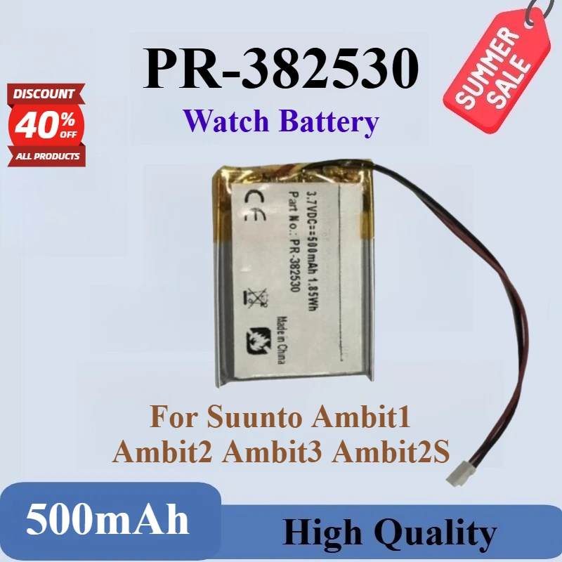 

High Quality Battery PR-382530 3.7V 500mAh 1.85Wh For Suunto Ambit1 Ambit2 Ambit3 Ambit2s HR Peak Sport Watch Brand New