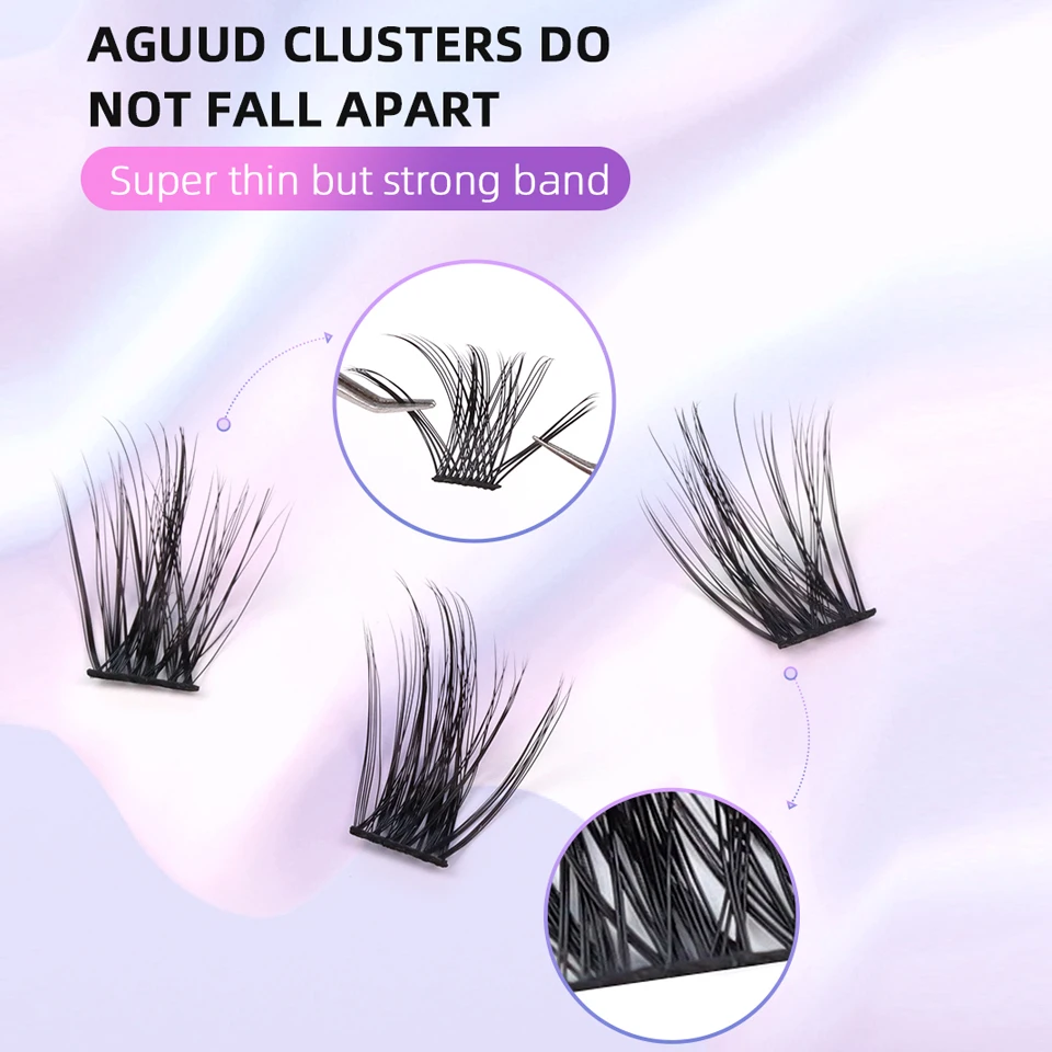 Aguud DIY Clusters Eyelash Extension 8/10/12/14/16mm Lashes 3D Volume Dark Black Lash Fluffy Natural Segmented Eyelashes Bundles