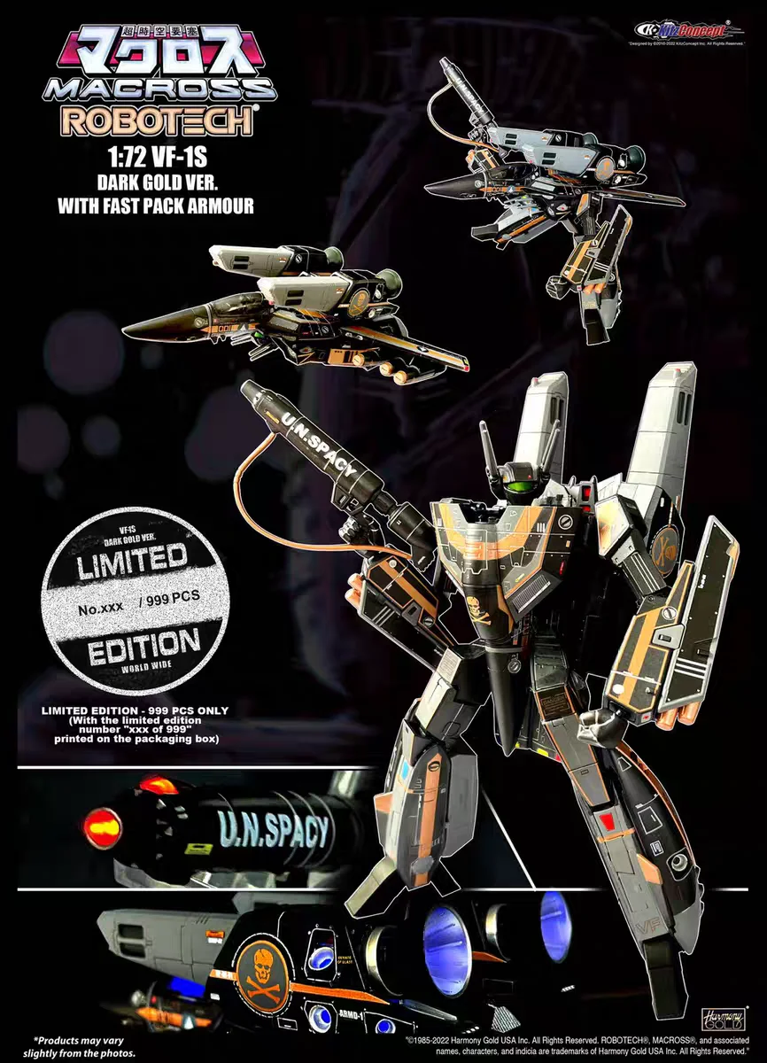 Original KitzConcept Super Dimension Fortress Macross VF-1S Black Gold 2,5 versión limitada a 999 juegos de juguete modelo mundial