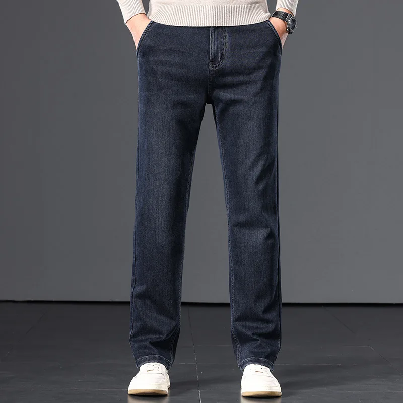 

Men'S Jeans Autumn Winter Thick New Straight Casual Jeans Men'S Fashion Versatile Pants